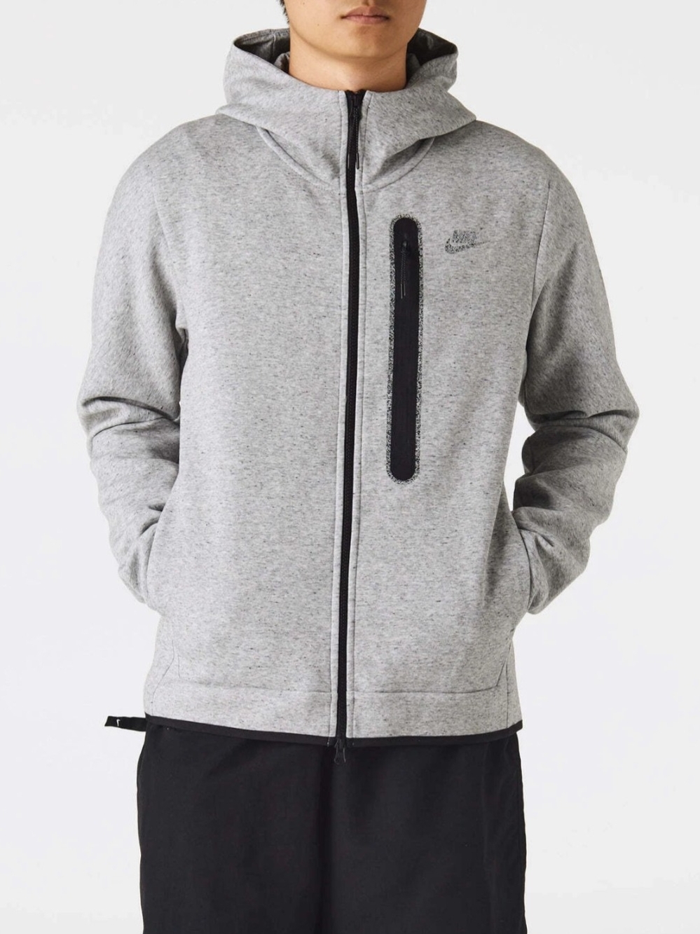 Nike Sportwear fleece Gray Full Zip Hood Pockets
